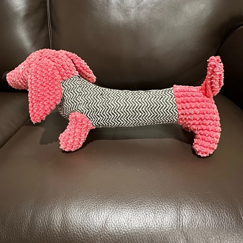 SQUEAKY TOY Cheerful Pink Black Dog Cat Plush Toy Terrycloth Soft Fabric